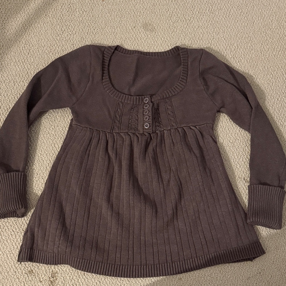 Soft Brown Long Sleeve Babybell Knit Top